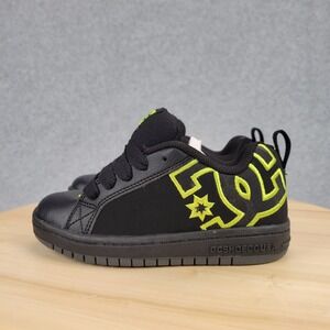 DC‎ Boys' Court Graffik Skate Shoe Black Green 12.5 M US Little Kid